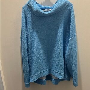 Lands' End Women's Blue Cowl Neck Sweater